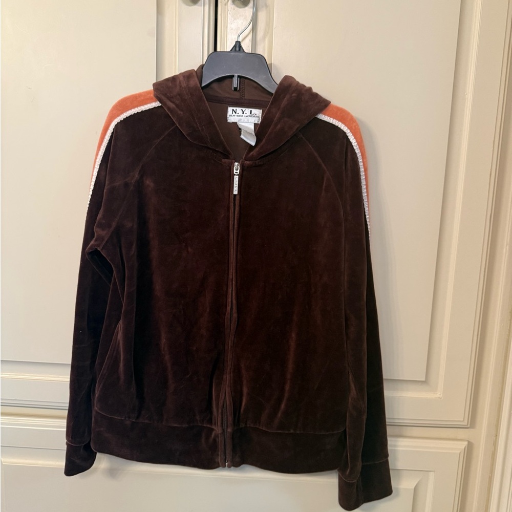 New York Laundry Chocolate Velour Hoodie